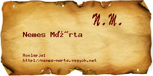 Nemes Márta névjegykártya